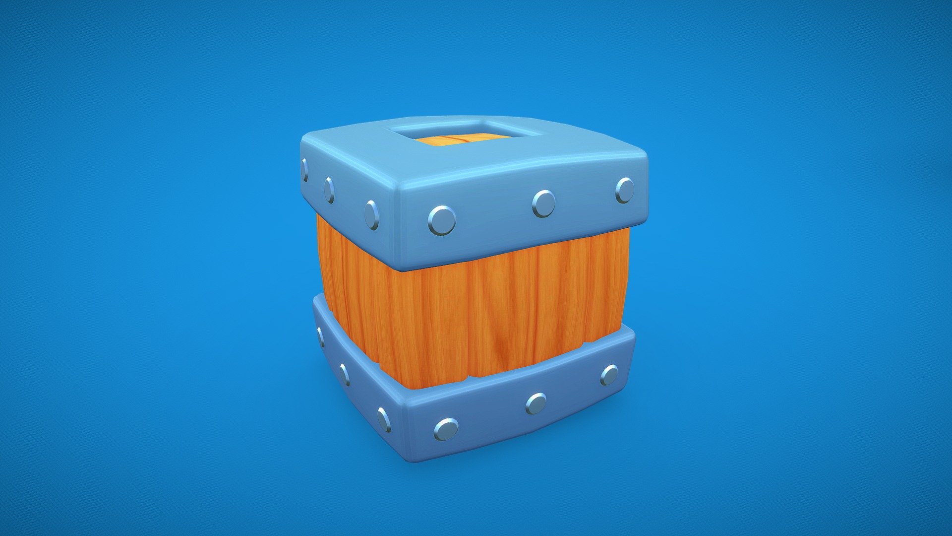 Cartoon Wooden Box 3d model