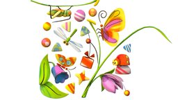 Cartoon 3D illustration Flowers Insect