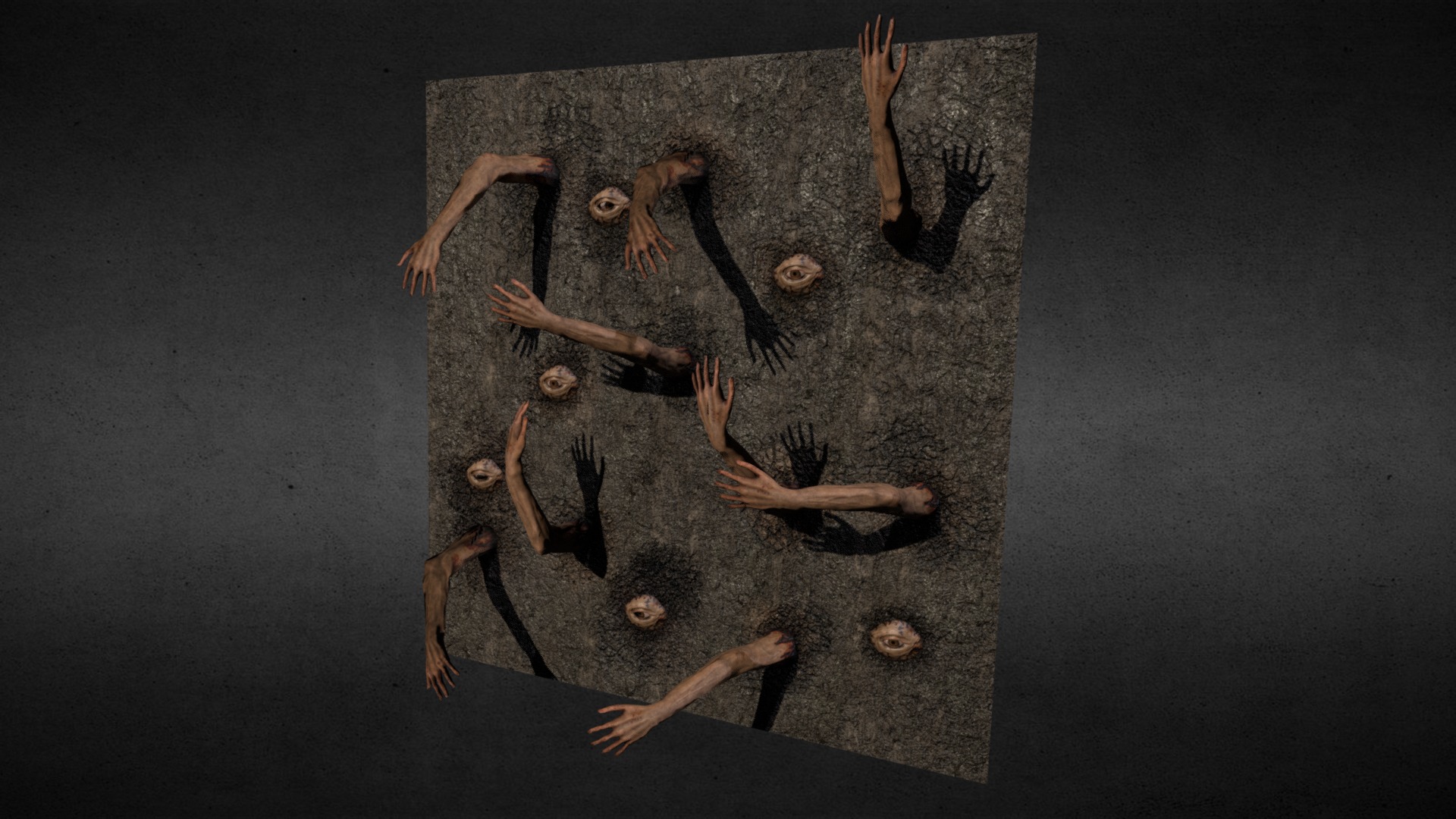 Horror Wall with Growing Arms 3d model