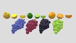 Cartoon Grapes And Citrus