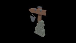 Cartoon road sign tavern Polygonal