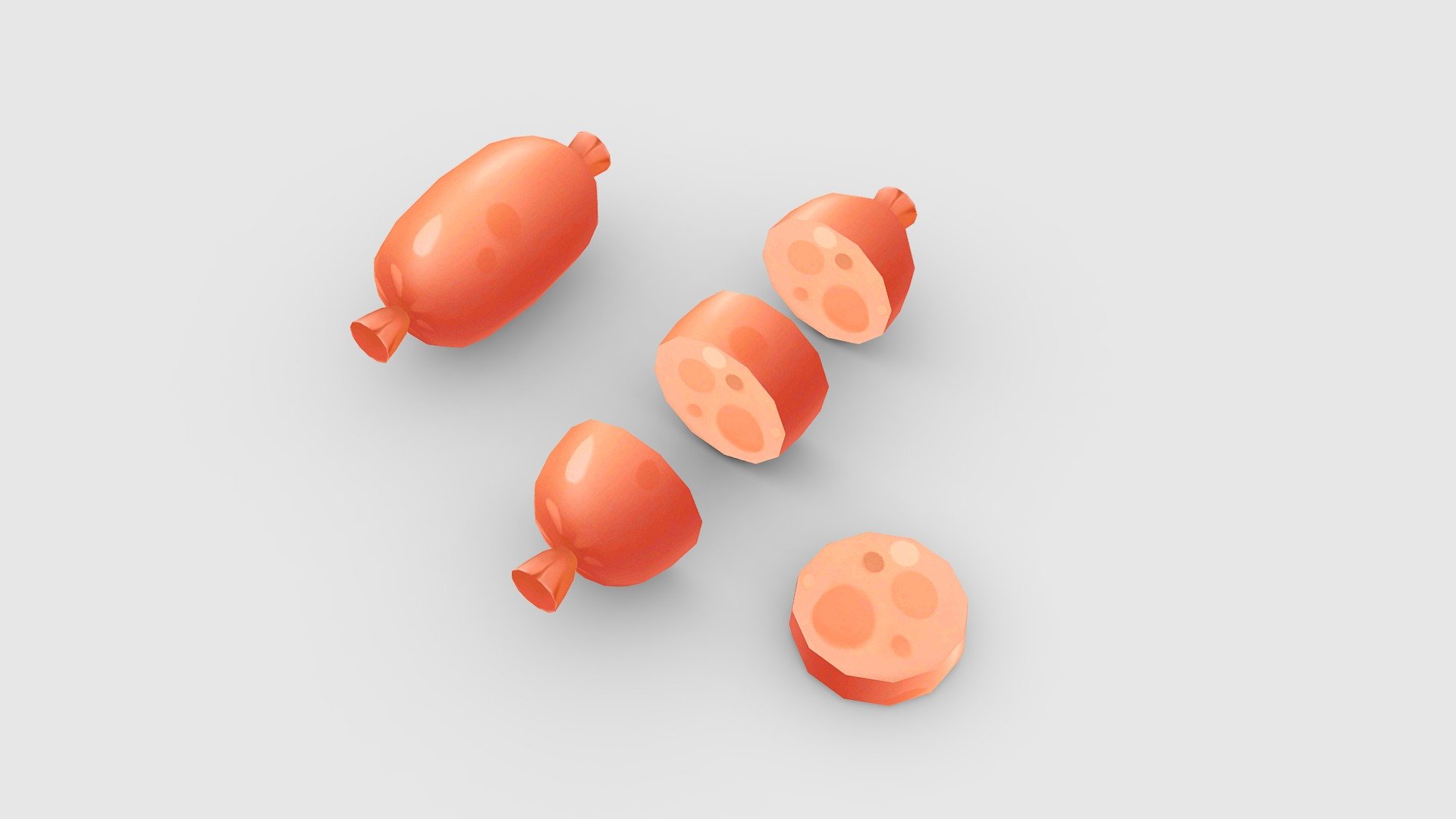 Cartoon Ham Sausage 3d model