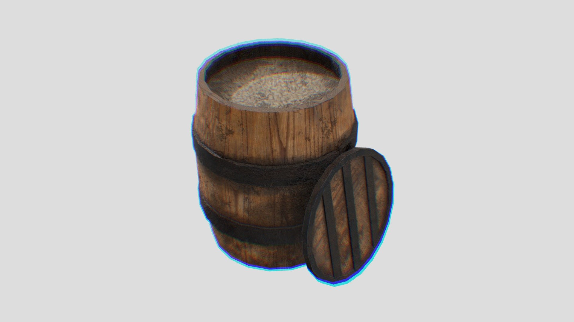 Open Barrel of Grain 3d model