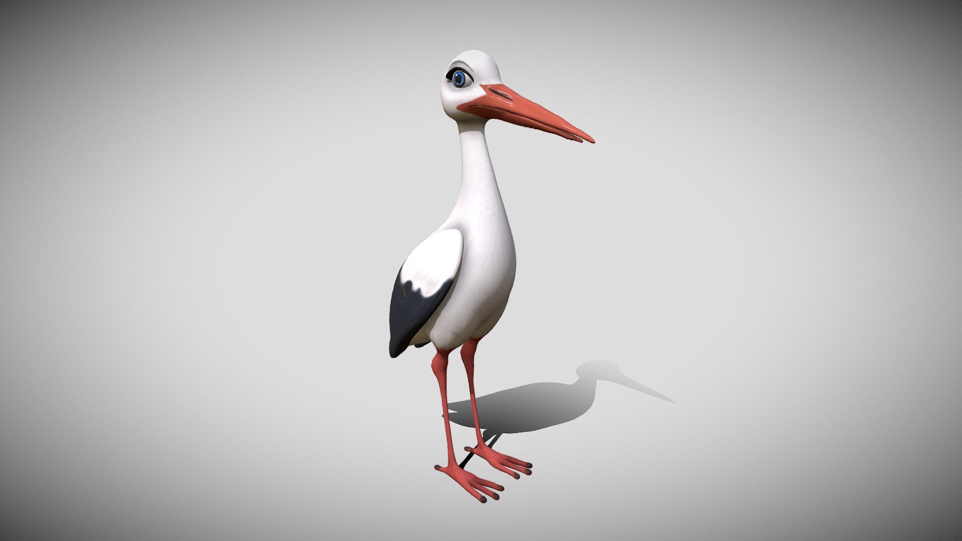 cartoon stork 3d model