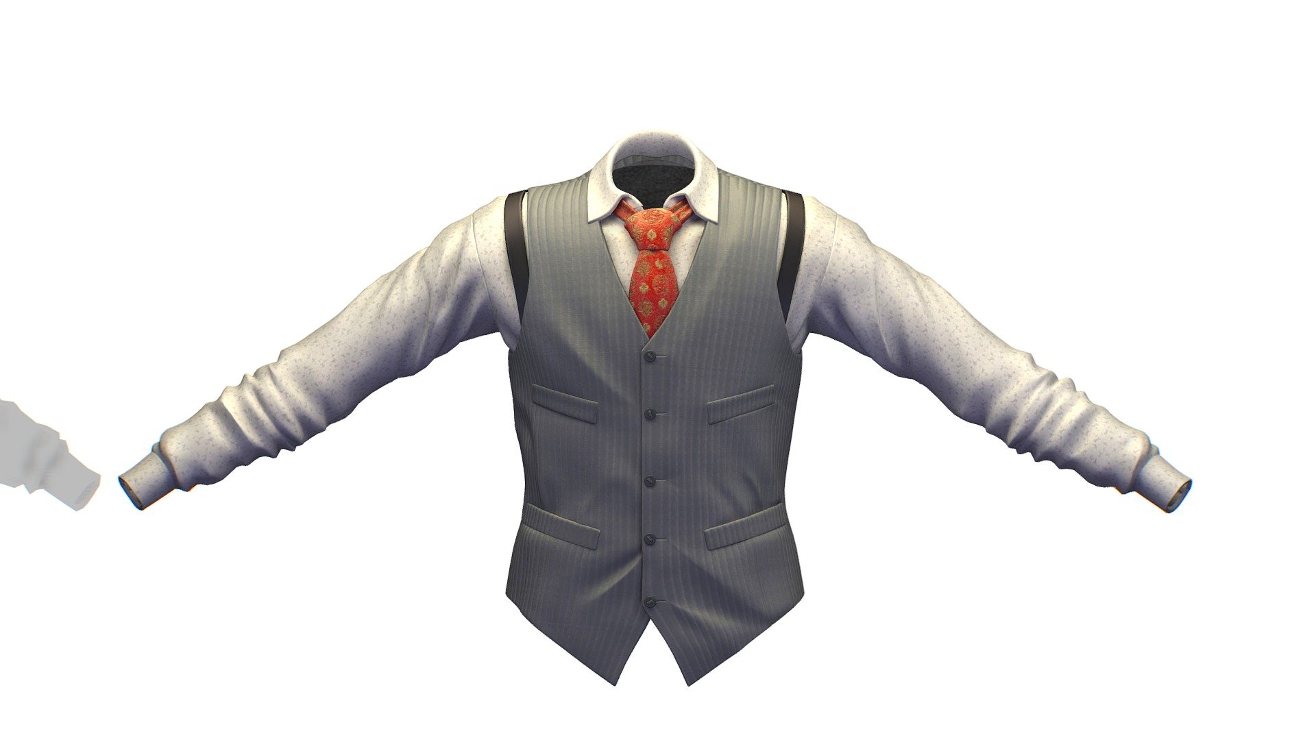 Cartoon High Poly Subdivision Jacket Shirt Tie 3d model