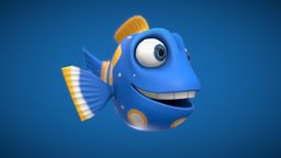 Cartoon Cheerful Sapphire Fish