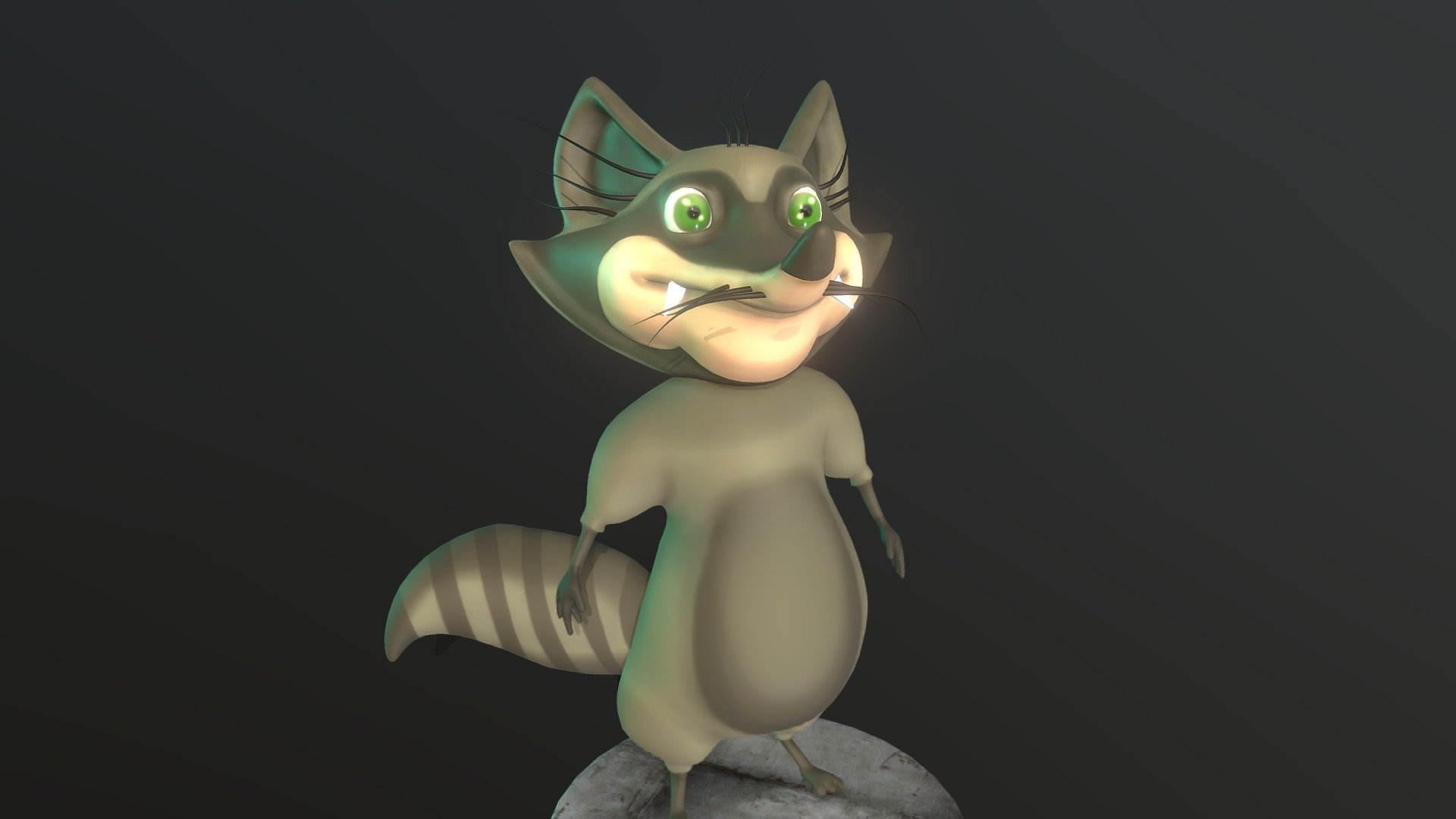 Racoon cartoon style 3d model