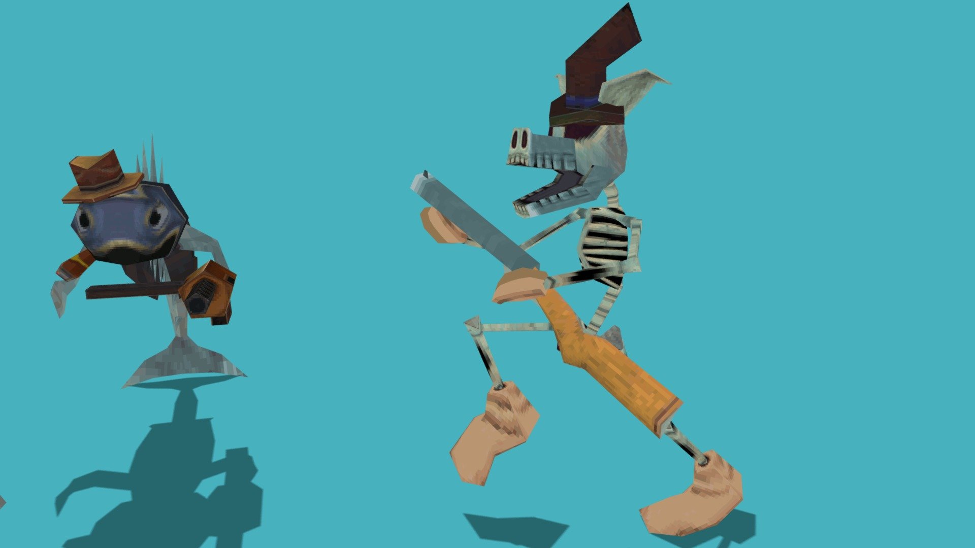 PS1 Cartoon Skeletons 3d model