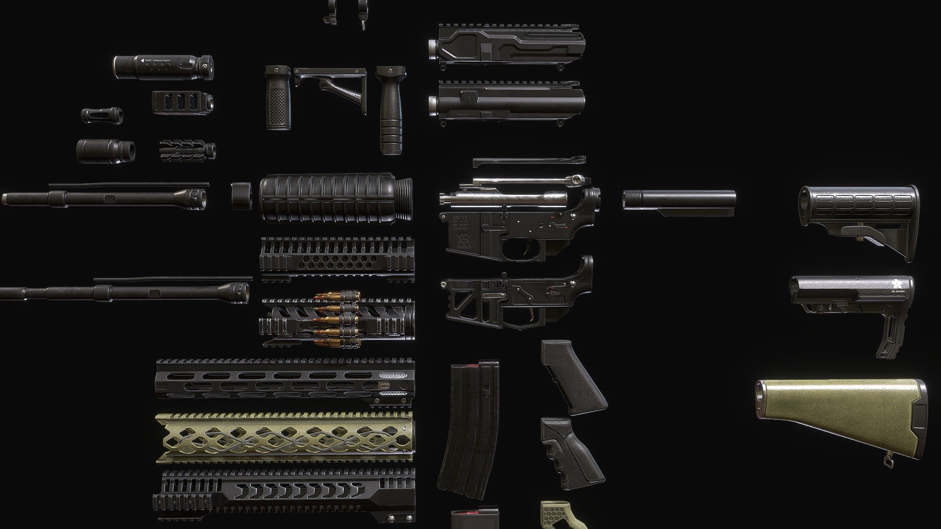 Modular AR15 v2.0 3d model