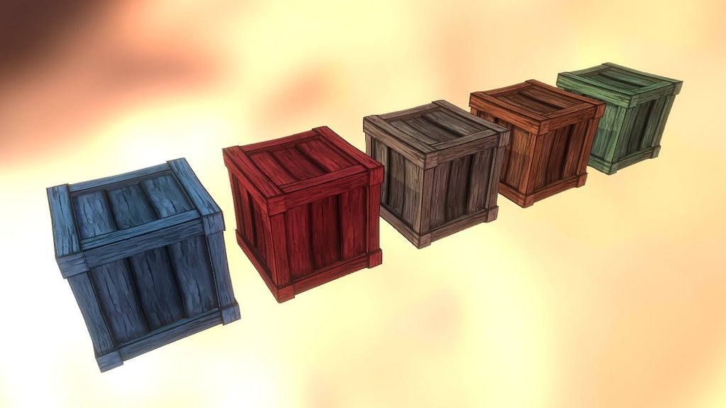 Cartoon Wood Crates 3d model