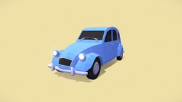 FREE Retro France Car Cartoon (Low Poly)