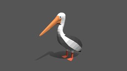 Low Poly Cartoon Pelican