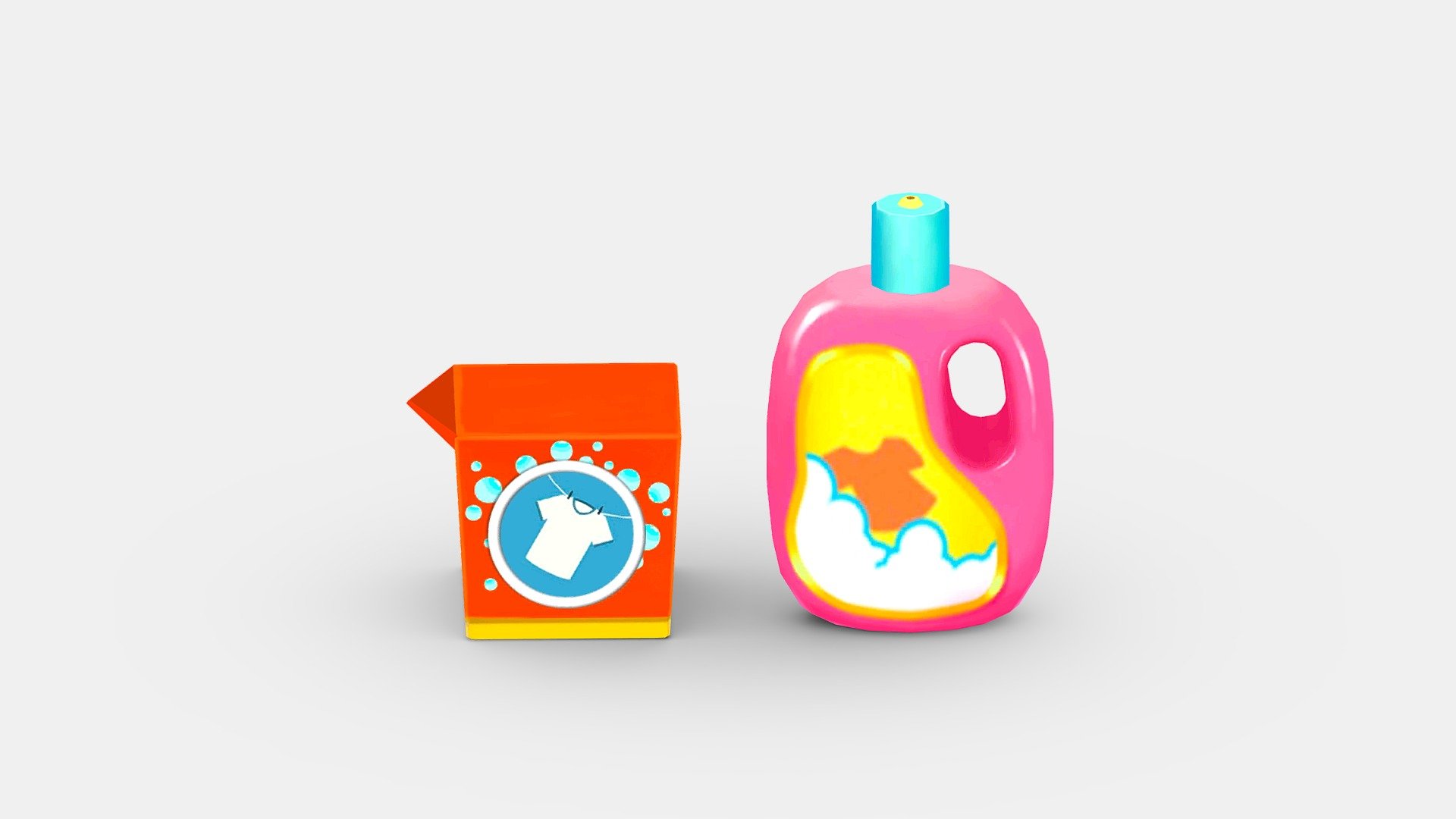 Cartoon washing powder and liquid detergent 3d model