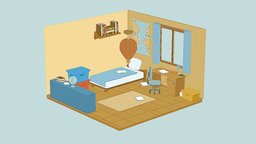 ( FREE ) Cartoon Room Low-poly