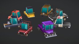 Low-poly cartoon cars