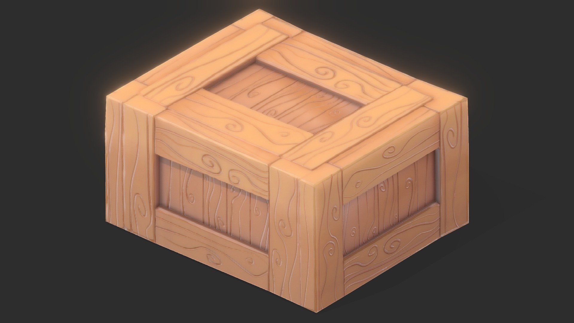 Cartoon Wood Box 3d model