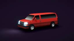 Lowpoly Cartoon Chevy Astro Van UVW Textured