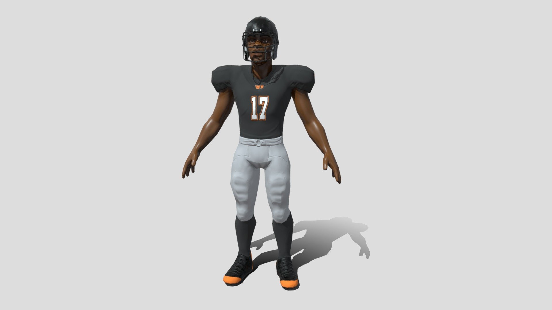 American Football Player Cartoon 2 3d model