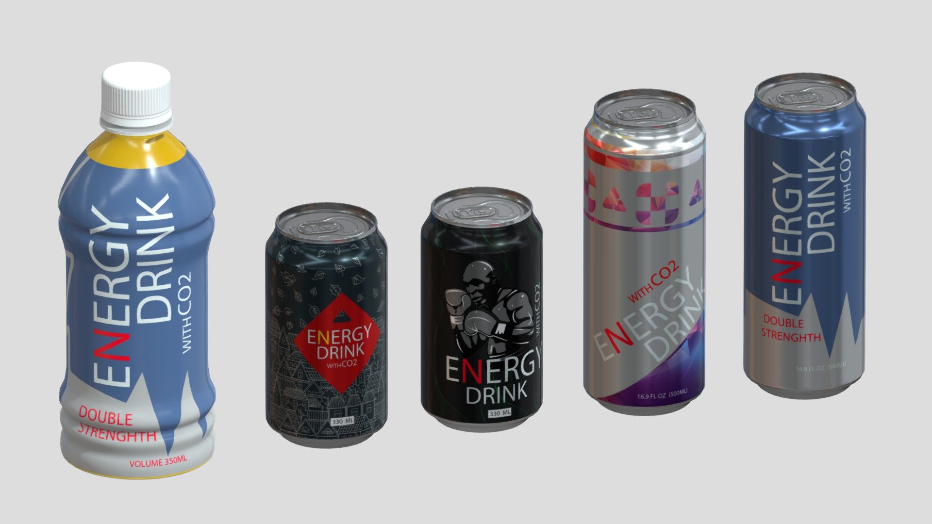 Power Energy Drink Low Poly 3d model