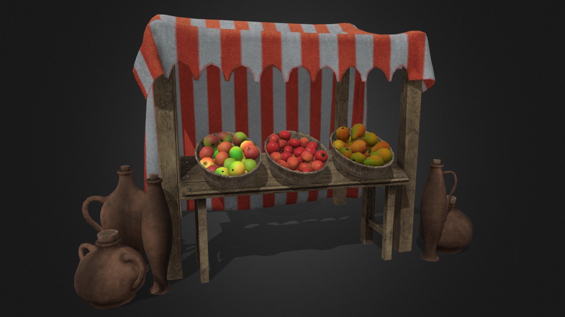 A simple medieval market stall 3d model