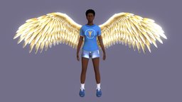 Golden Angel Wings Animations With Model Example