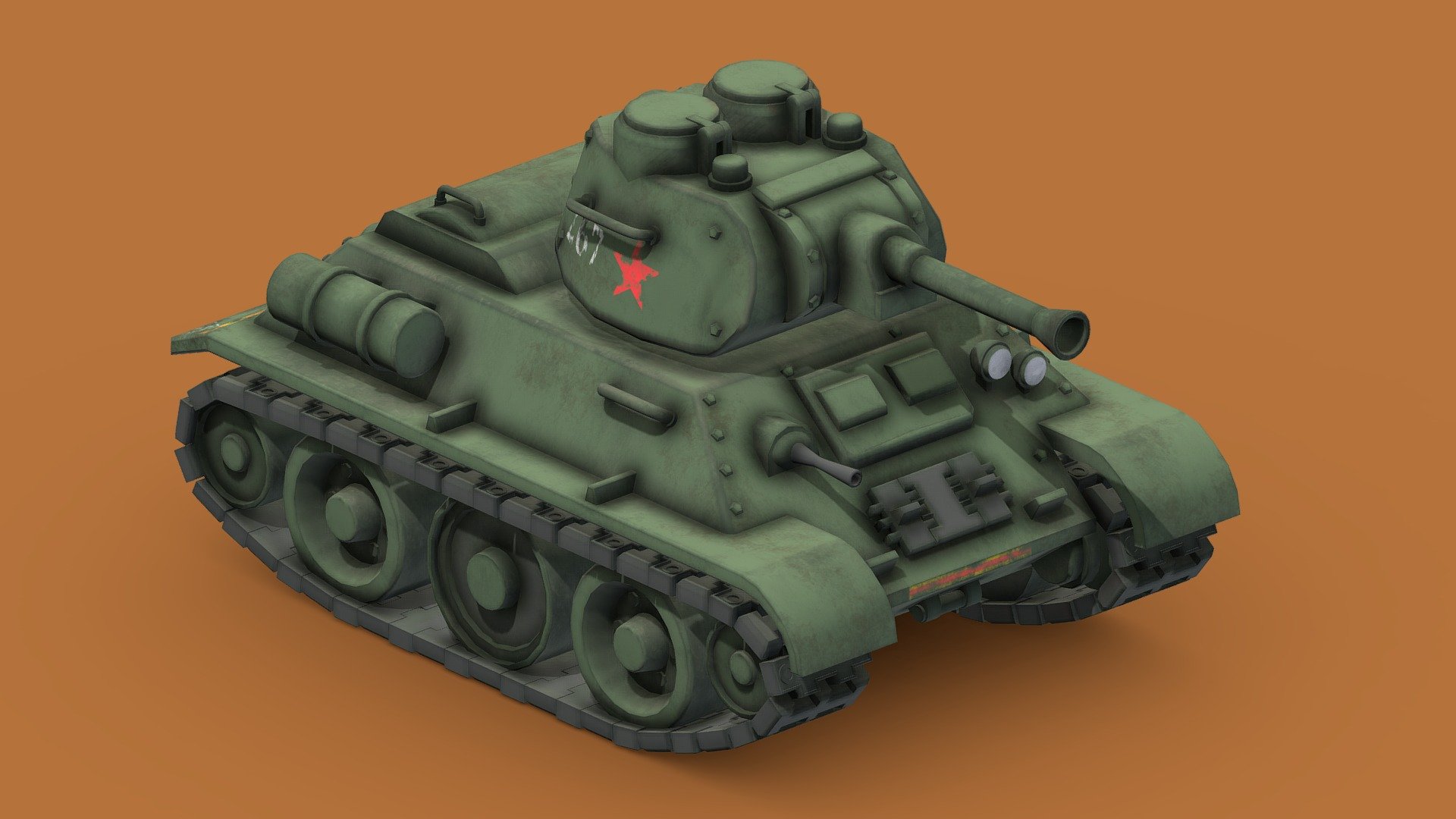 Stylized Cartoon T34-76 Tank 3d model