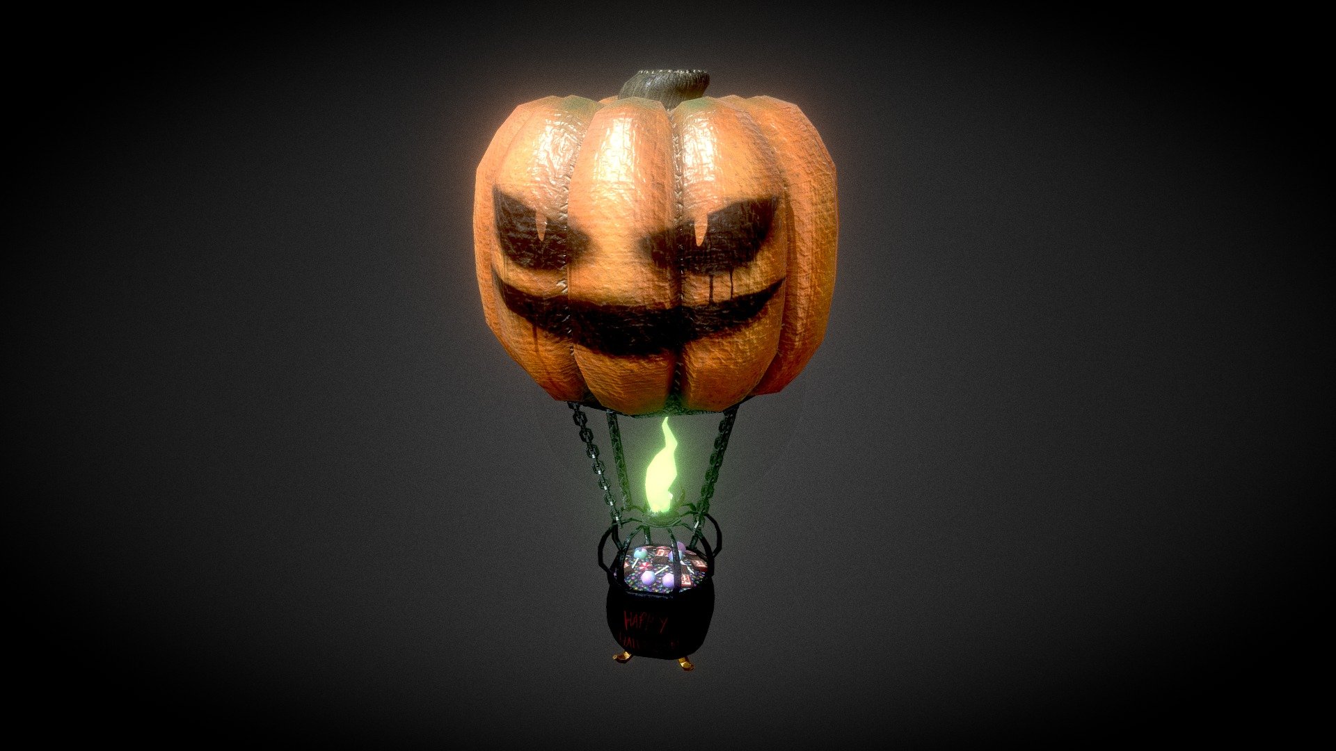 Halloween hot air balloon 3d model