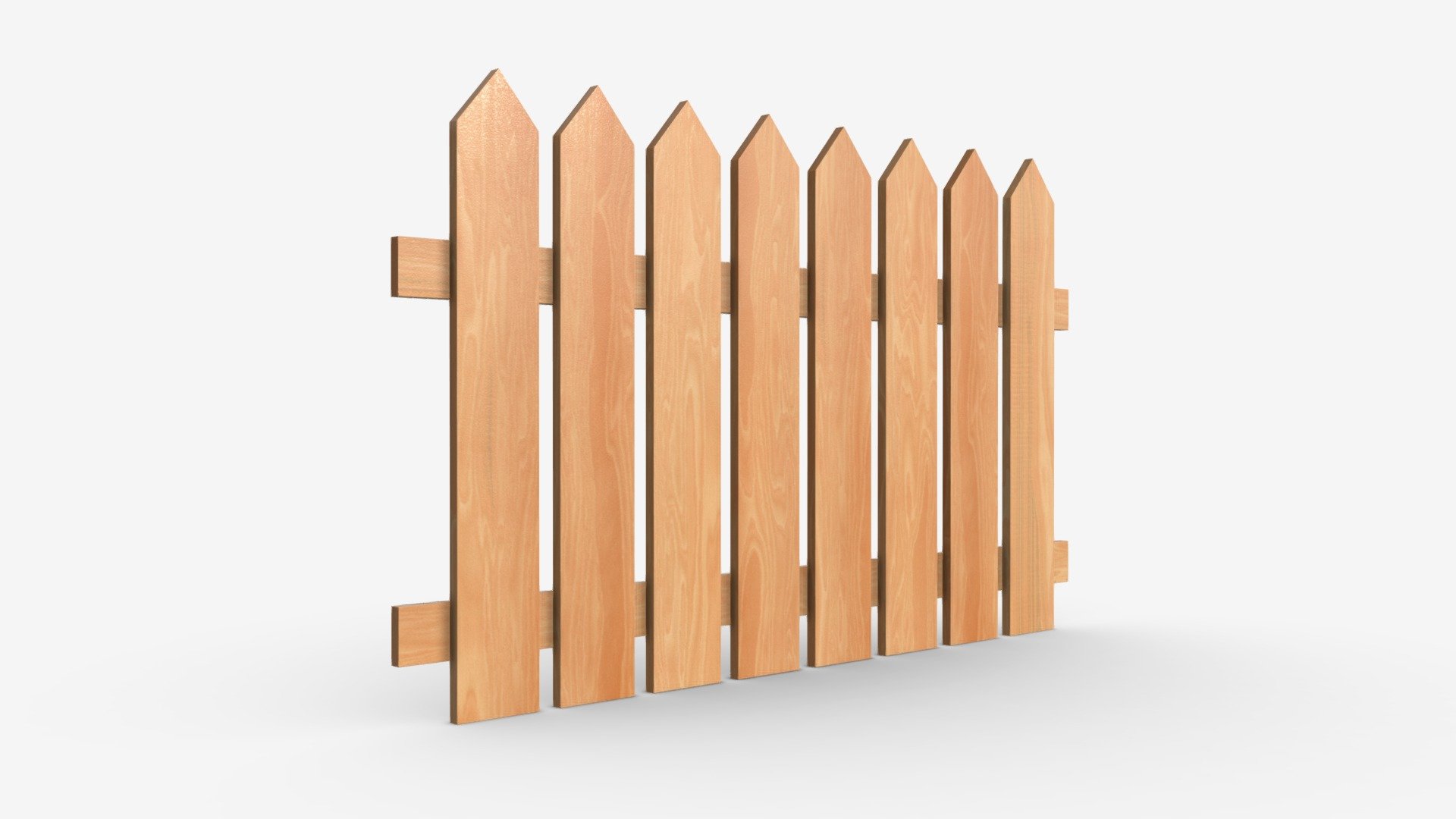 Wooden fence 01 3d model