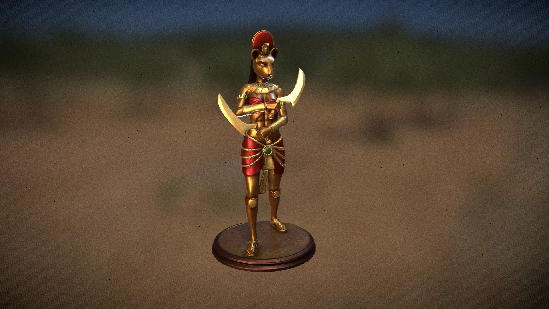 Egyptian goddess Sekhmet 3d print and paint 3d model