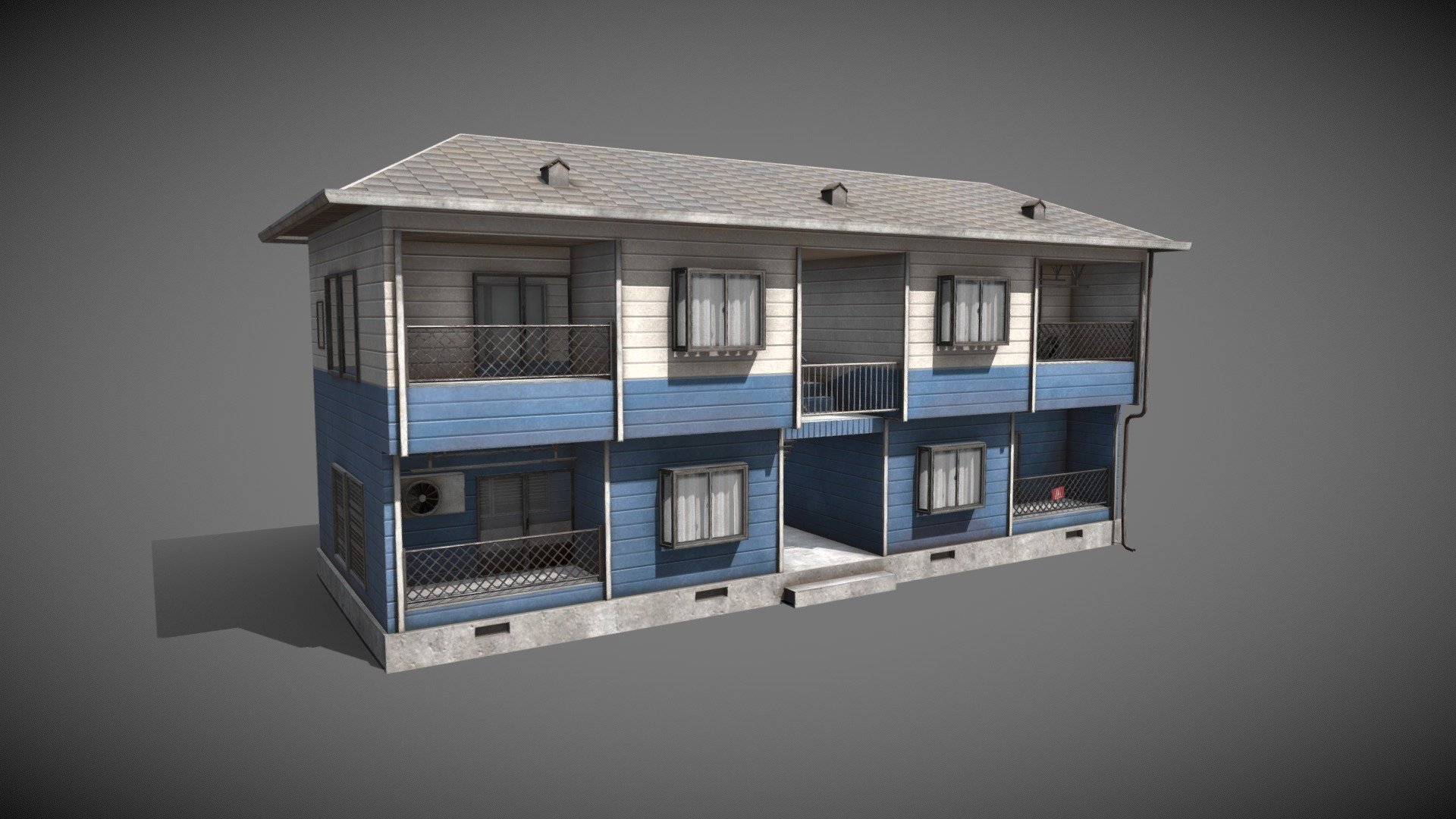 Japanese residential building 3d model