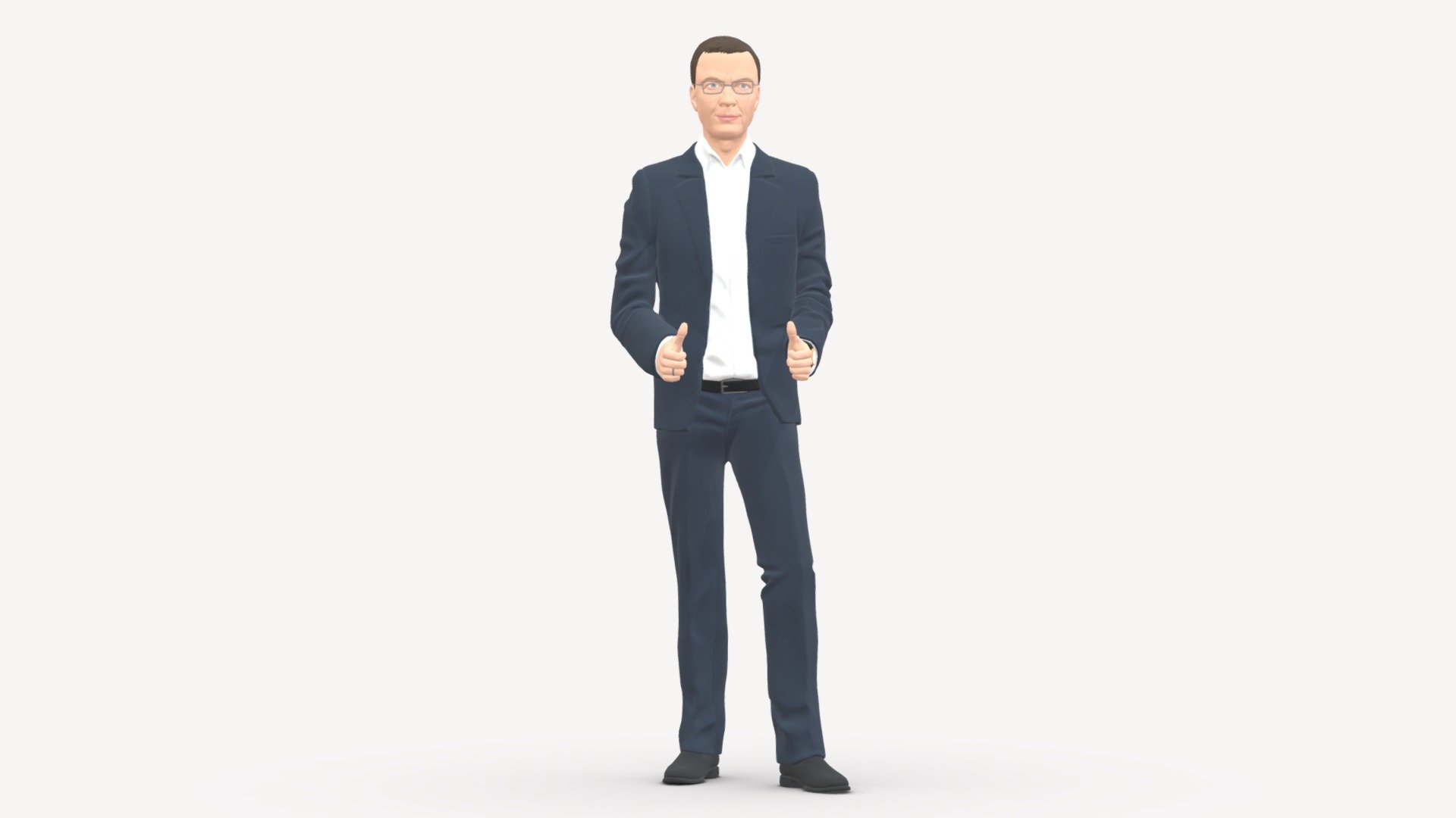 001130 man in blue open suit in glsses 3d model