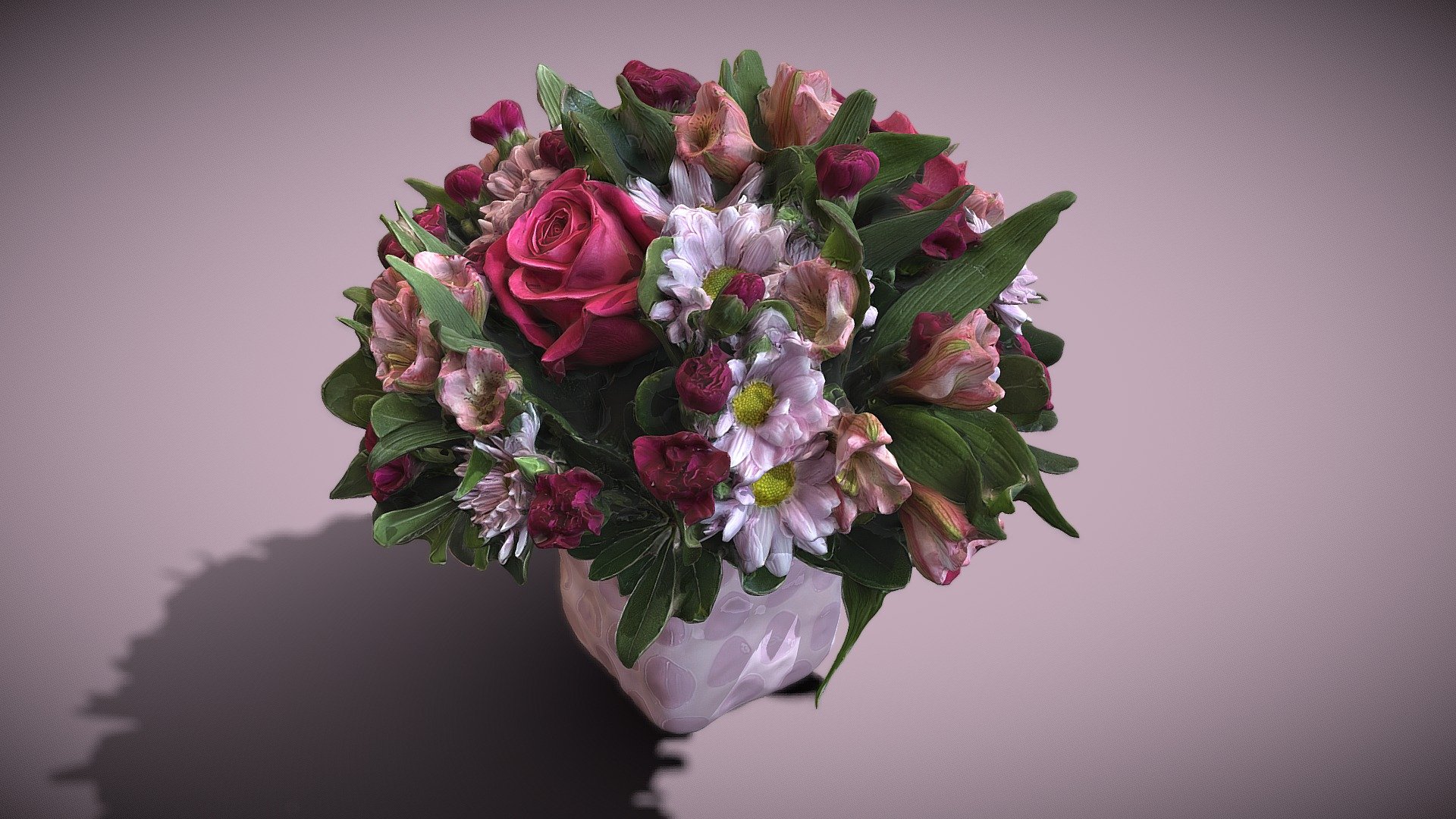 Pink and Red Flower Arrangement 3d model