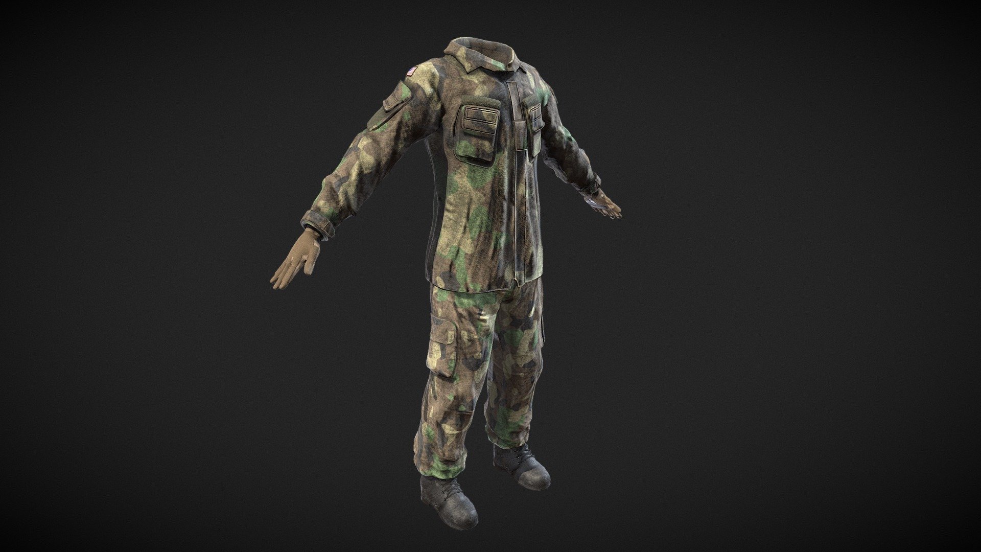 US Military Woodland Uniform M80 3d model