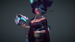 Tsunami sci-fi kitsune geisha gameready