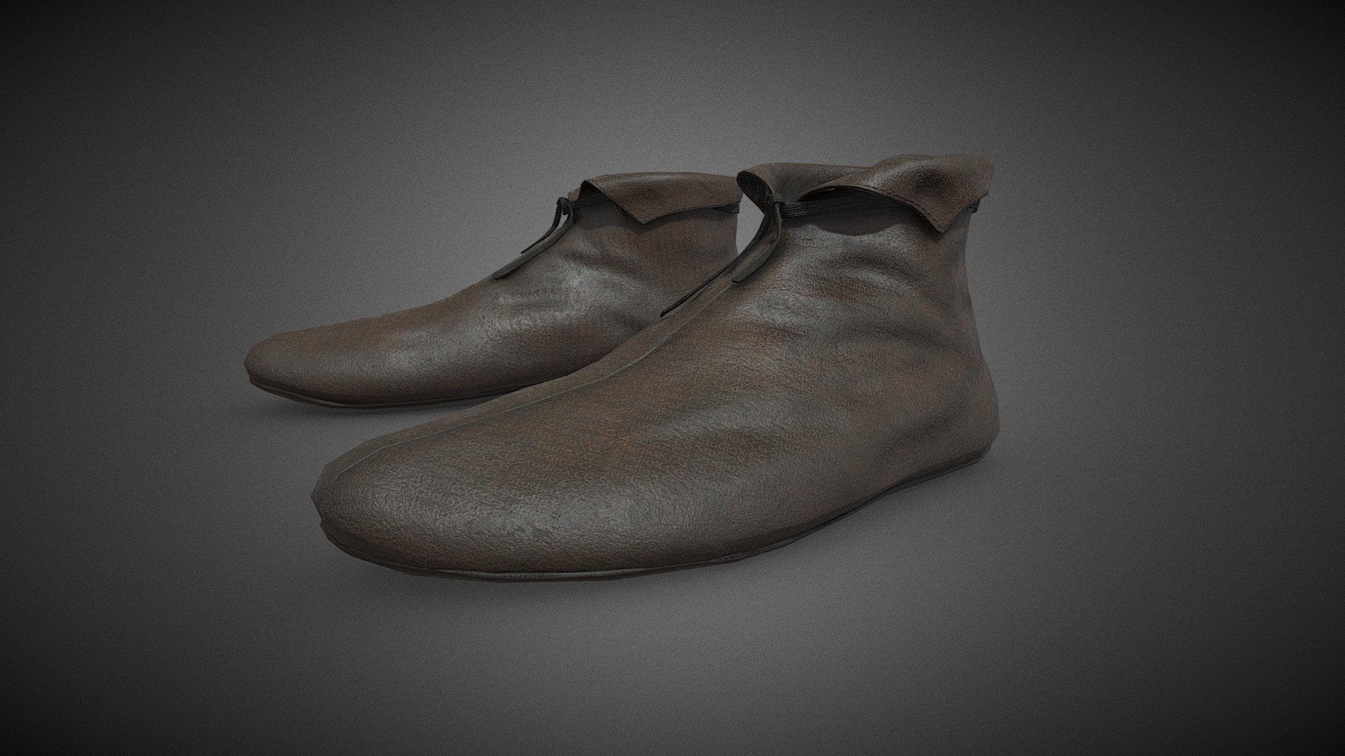 Brown Medieval Shoes 3d model