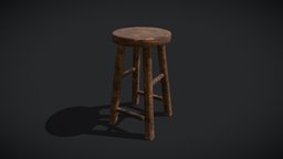 Rustic Wooden Bar Stool