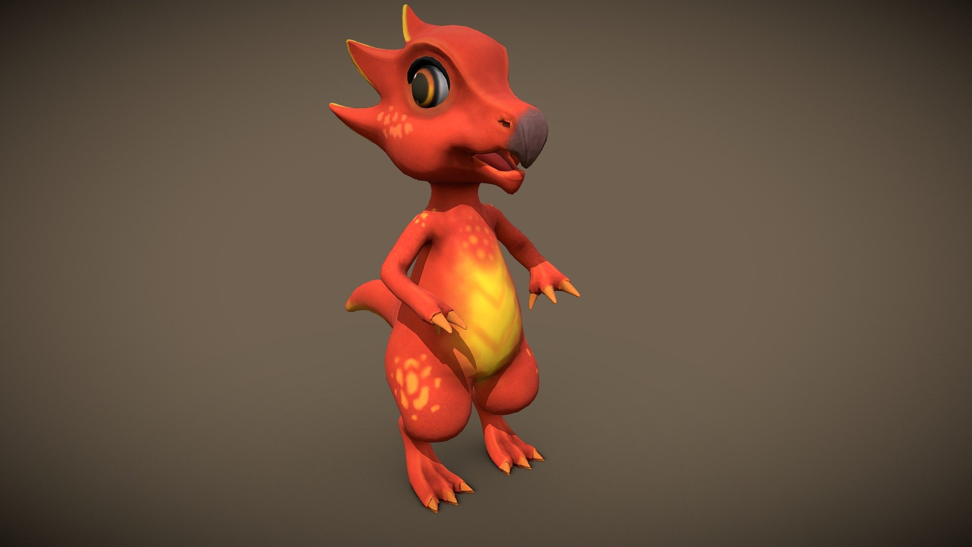 cartoon red dragon 3d model