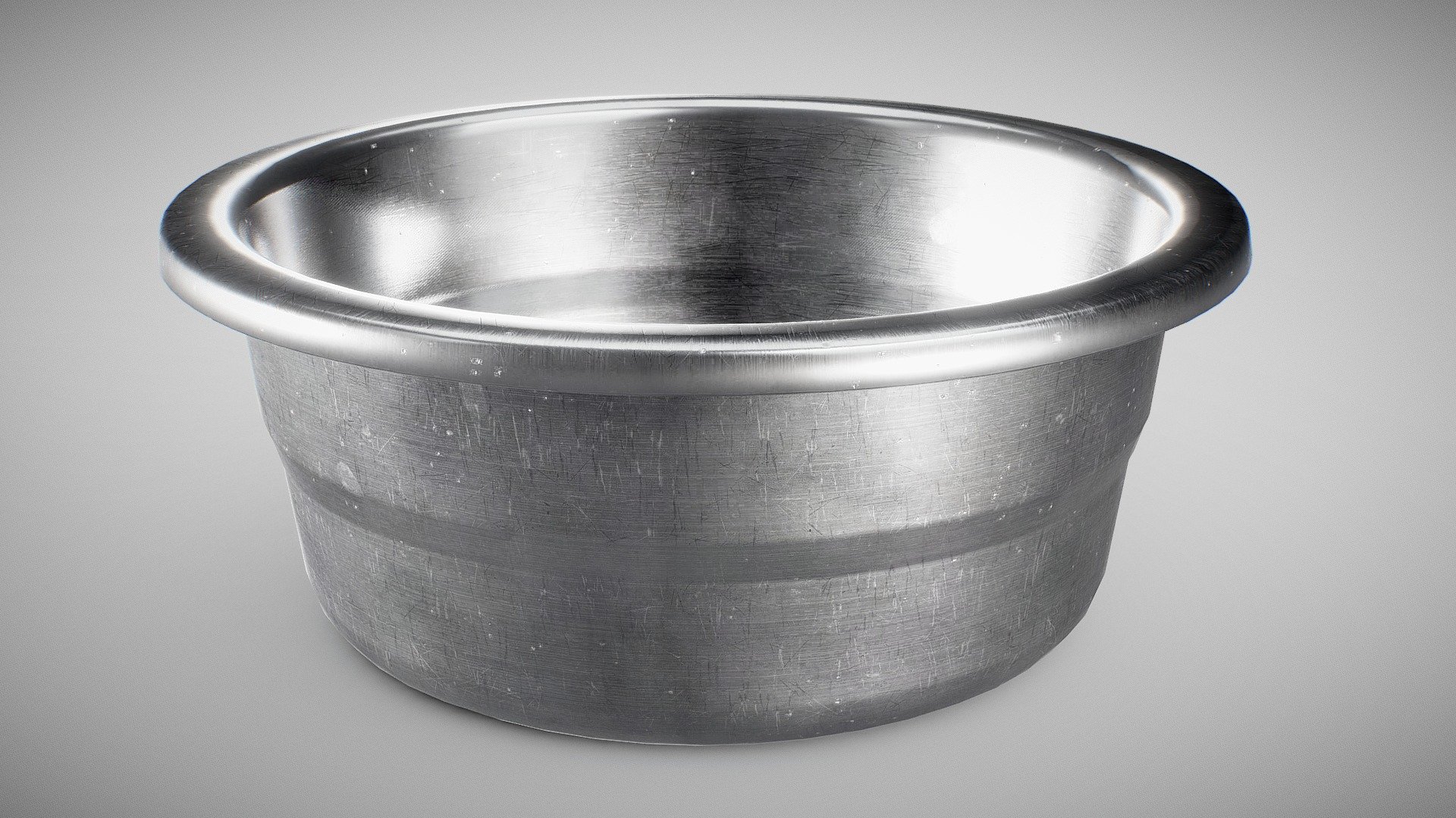 Used stainless bowl kitchen dishes 3d model