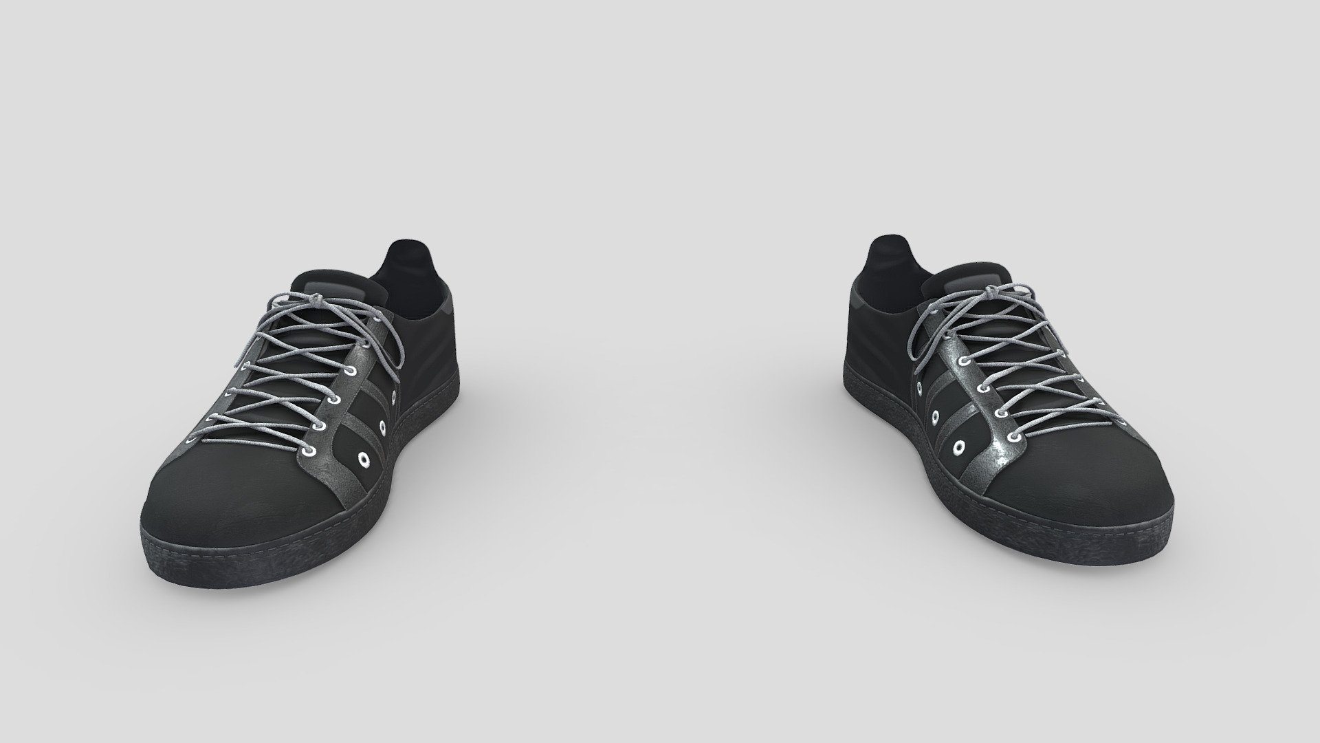 Black Lace Up Sneakers 3d model