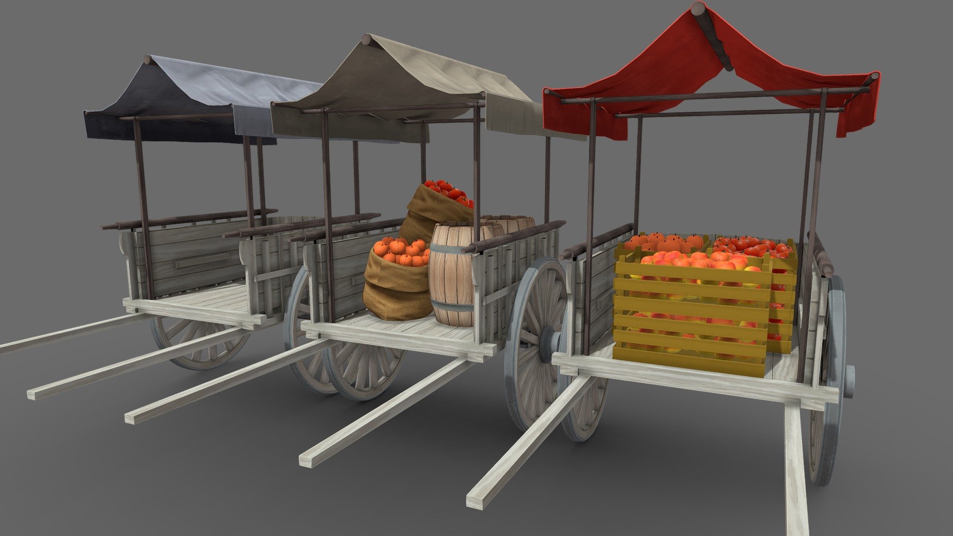 Old Cart with Food 3d model