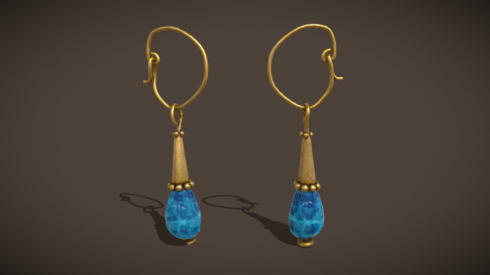 Blue Calcite Earrings 3d model