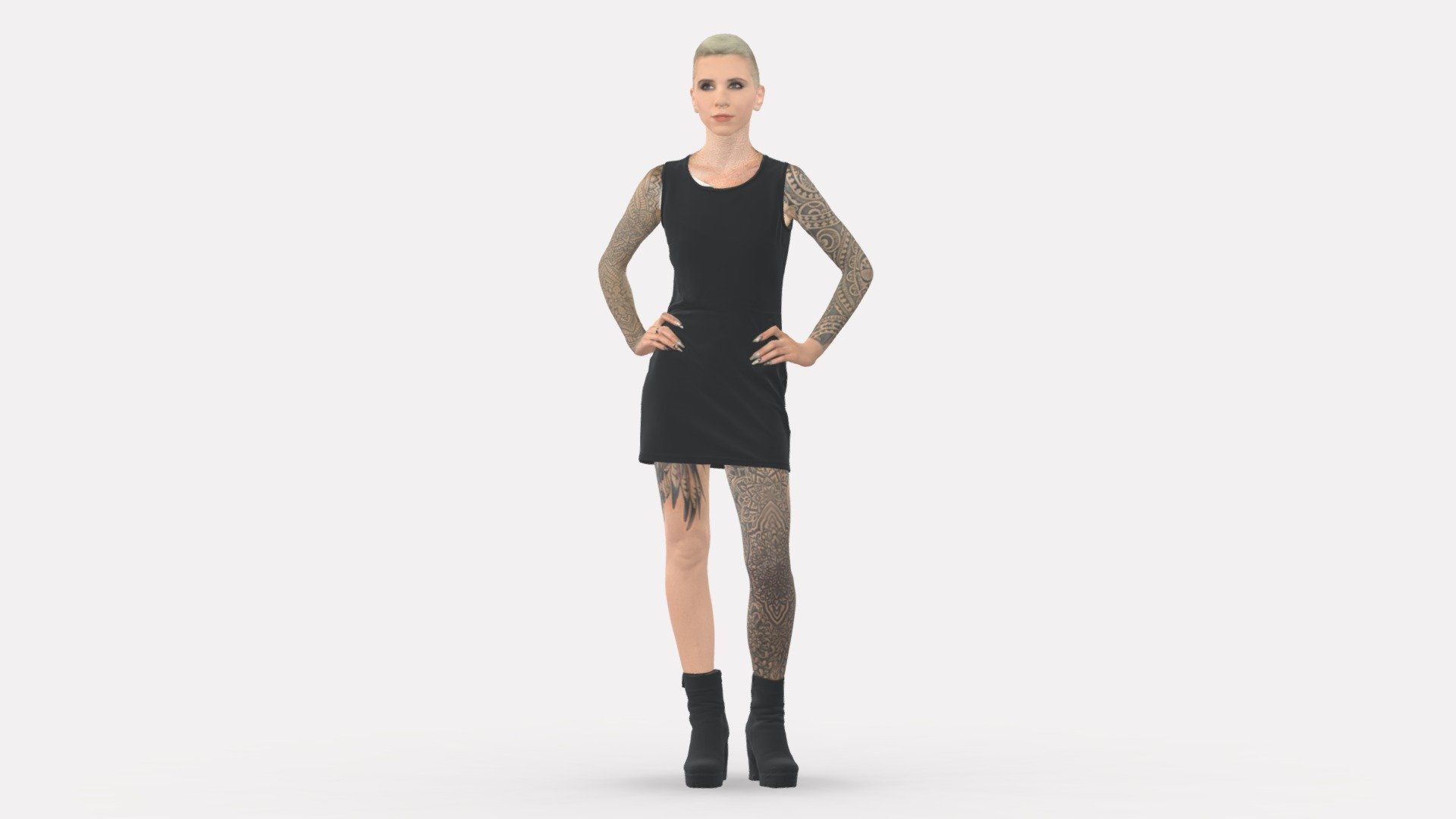 001505 blonde girl with tattoo 3d model