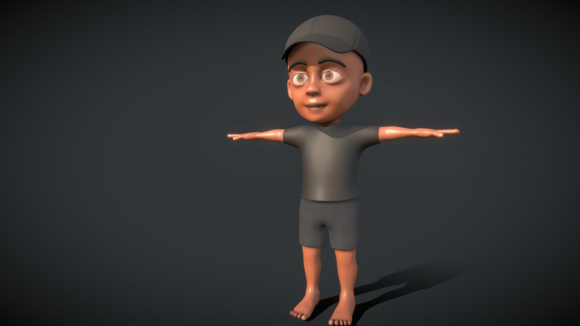 Cartoon Character with Cap 3d model