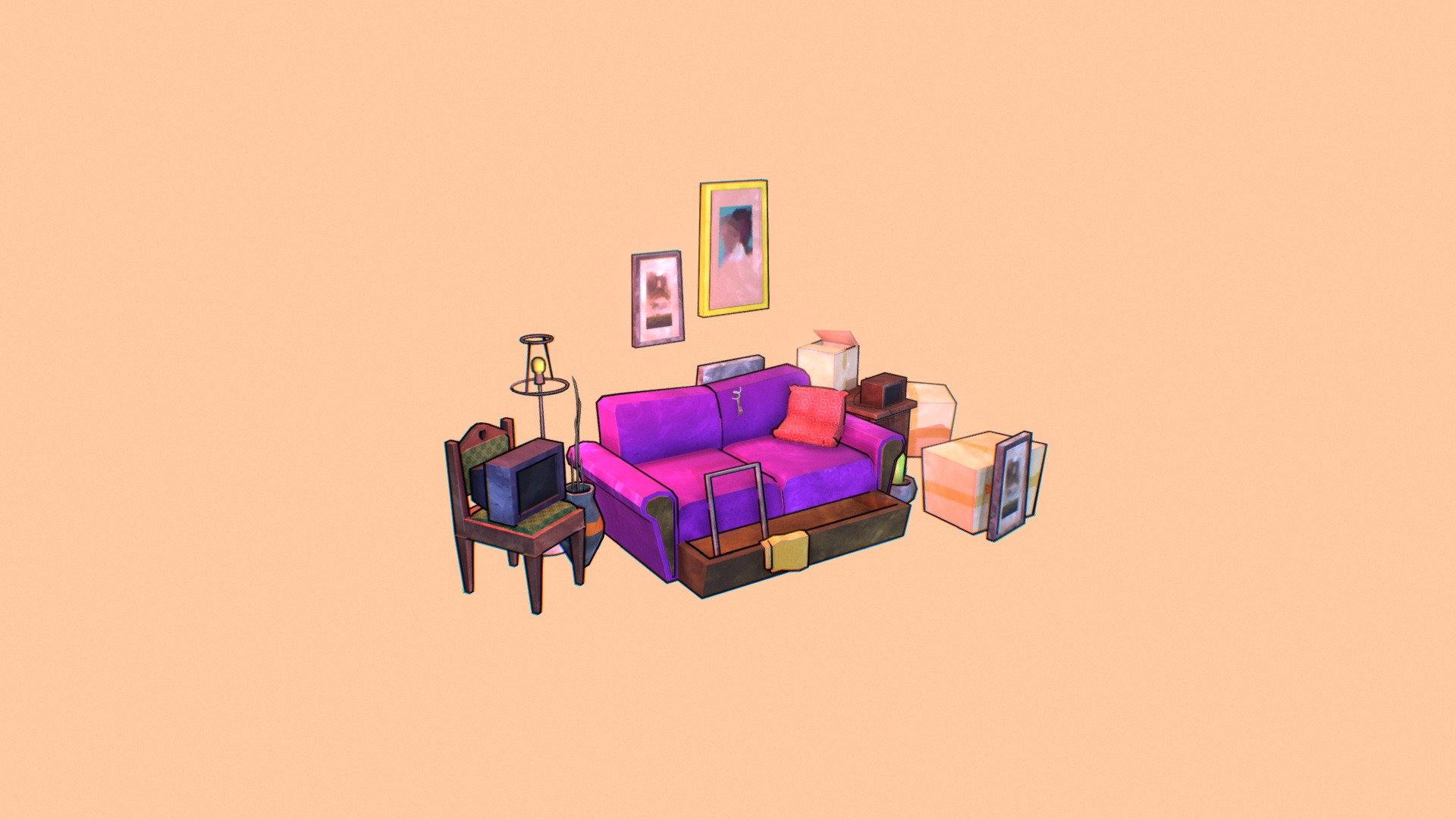 Cartoon Room 3d model