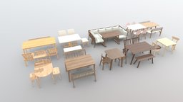 Table Set Pack | Blender-UE5-C4D-3DS-max | 1