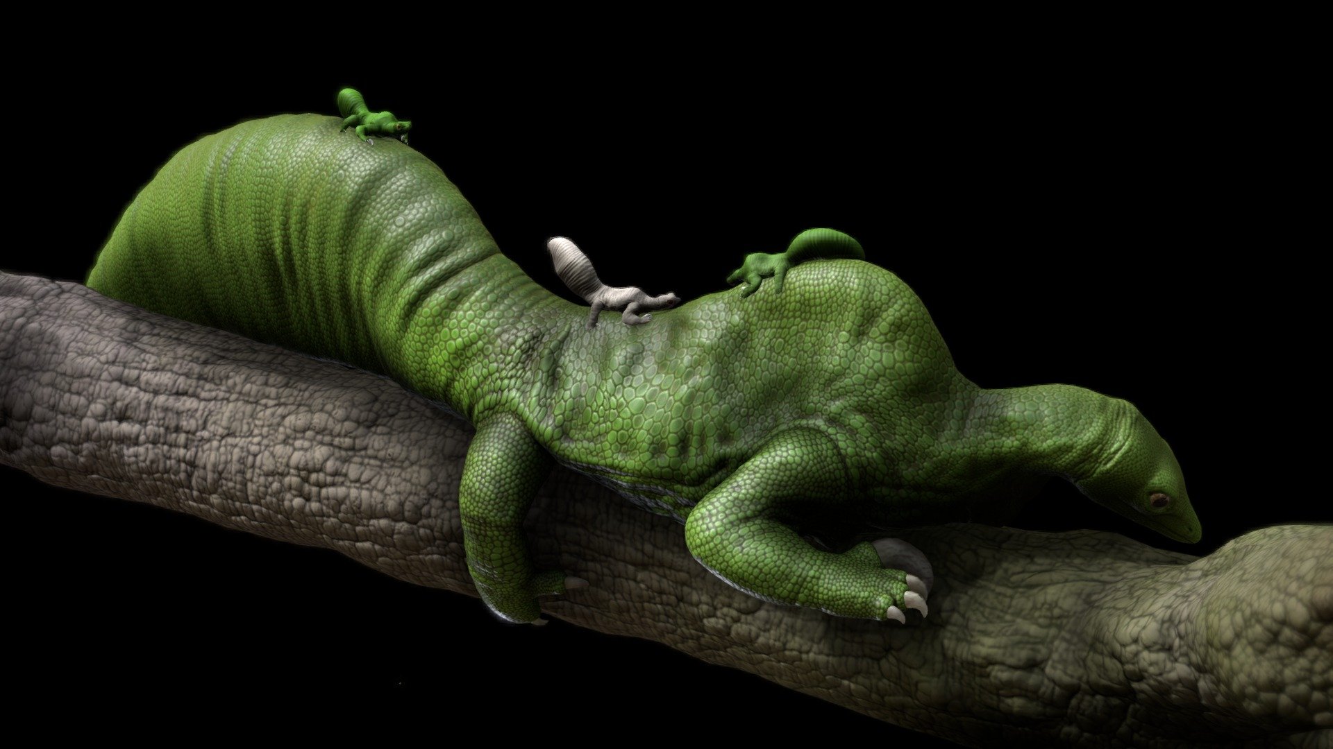 Drepanosaurus and it´s babies 3d model