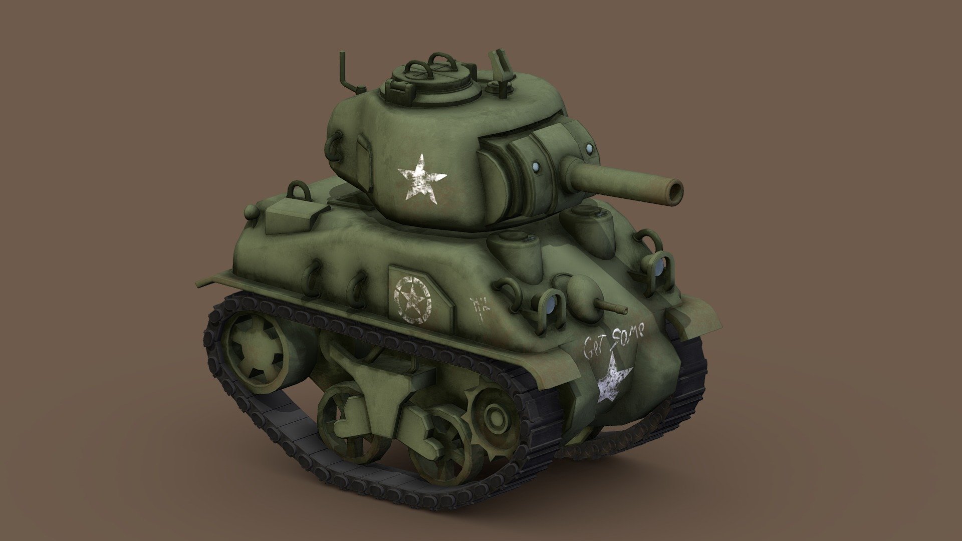 Stylized Cartoon Sherman Tank 3d model