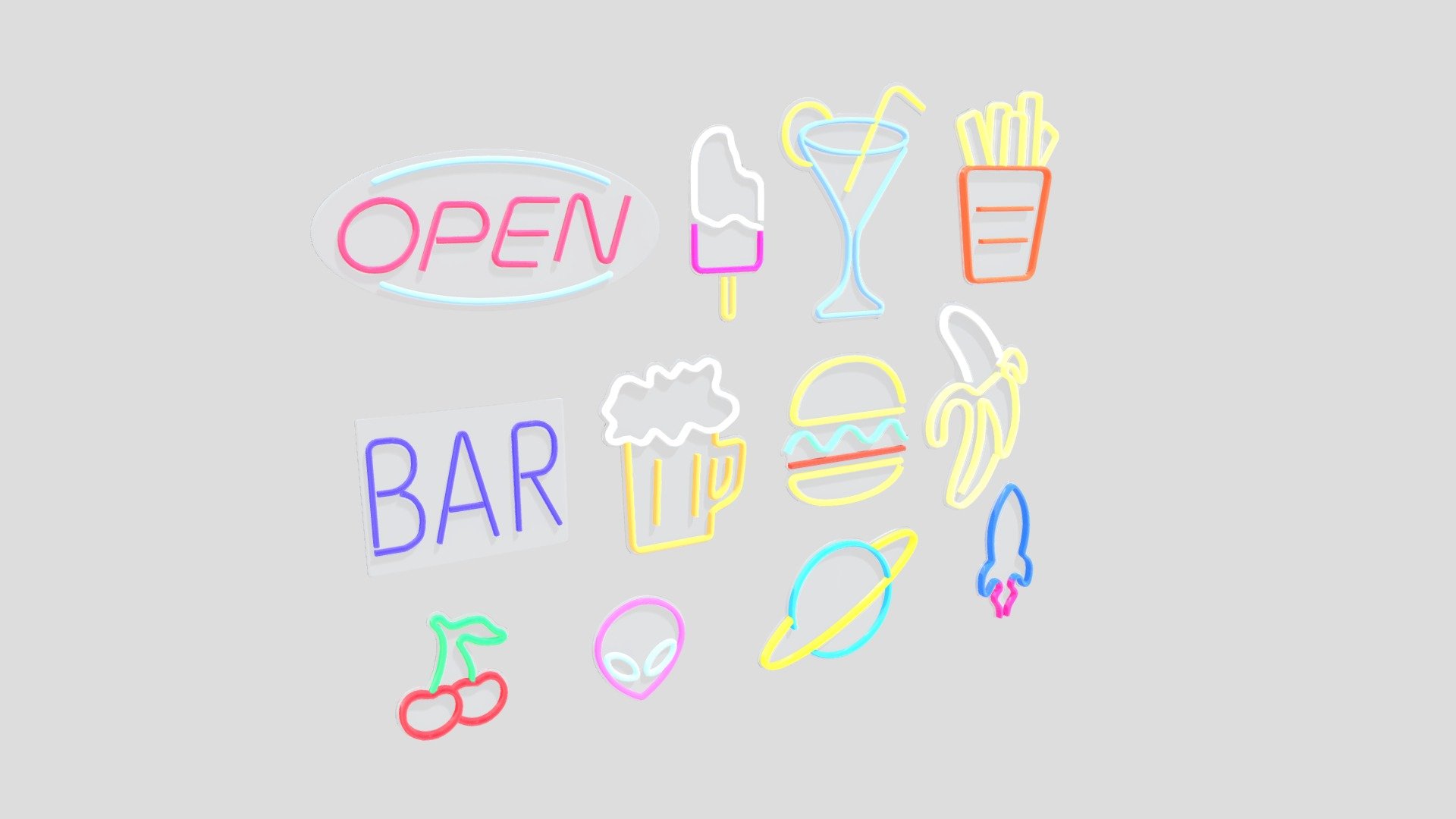 Neon Sign Pack 3 3d model