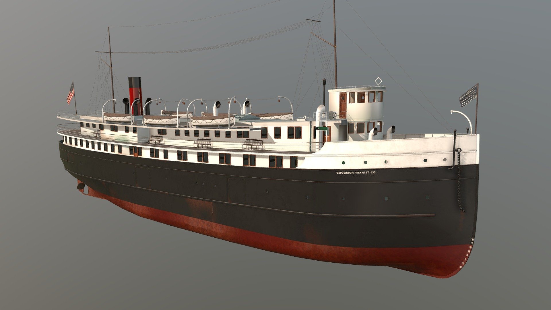 SS Wisconsin steamer ship 3d model