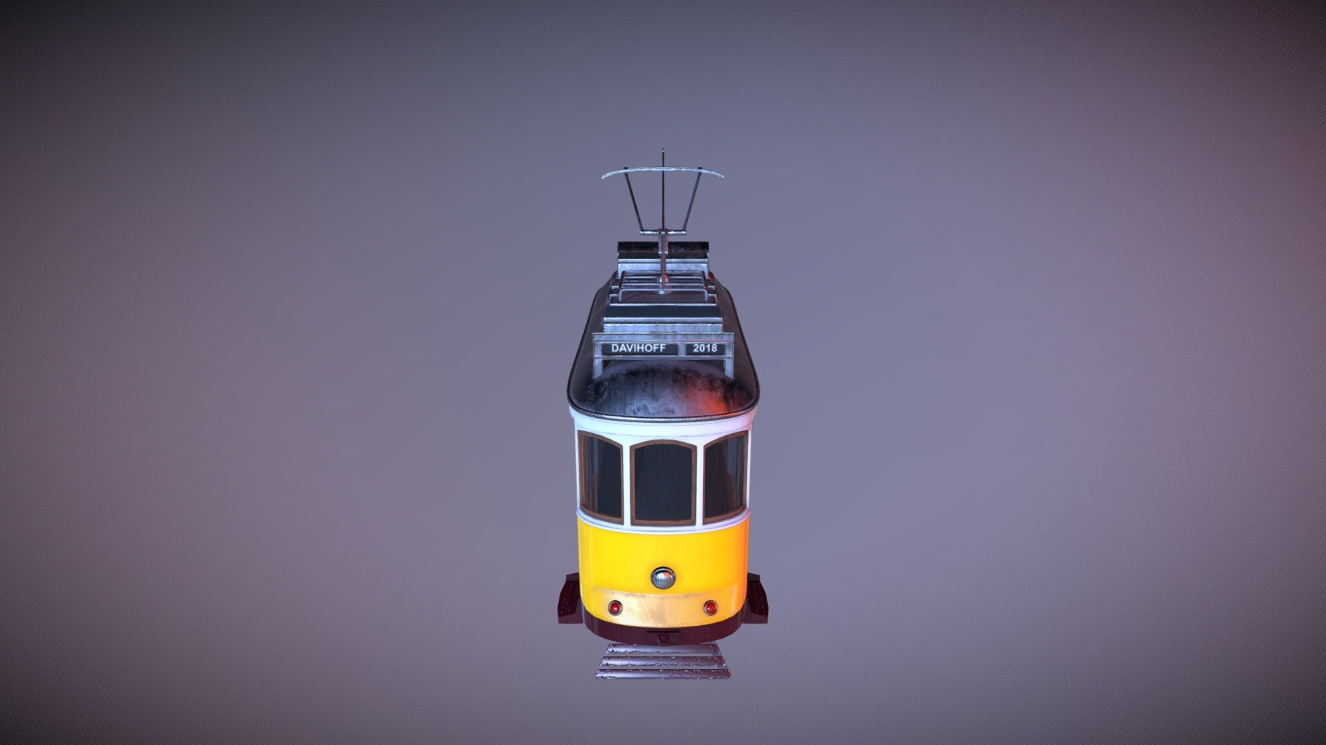 Stylized old tram 3d model